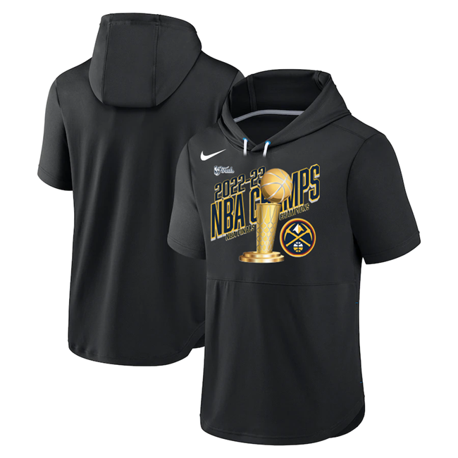 Men's Black Denver Nuggets 2023 Champions Performance Short Sleeve Pullover Hoodie