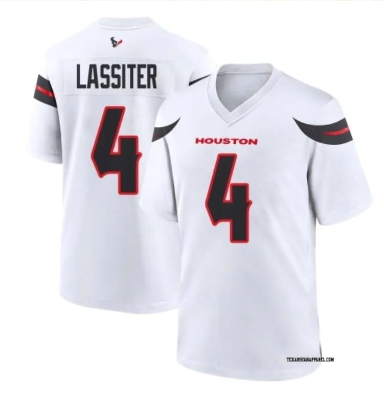 Men's White Houston Texans #4 Kamari Lassiter Stitched Football Game Jersey