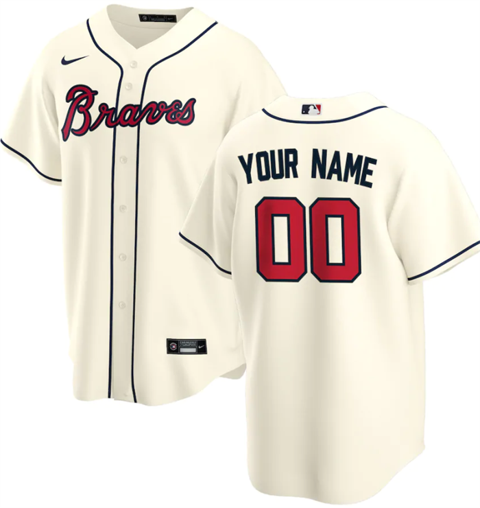 Youth Cream Atlanta Braves Active Player Custom  Cool Base Stitched Baseball Jersey