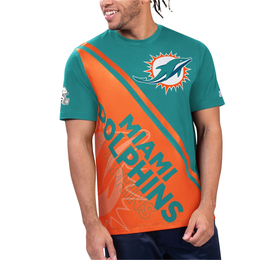 Men's Aqua/Orange Miami Dolphins Finish Line Extreme Graphic T-Shirt