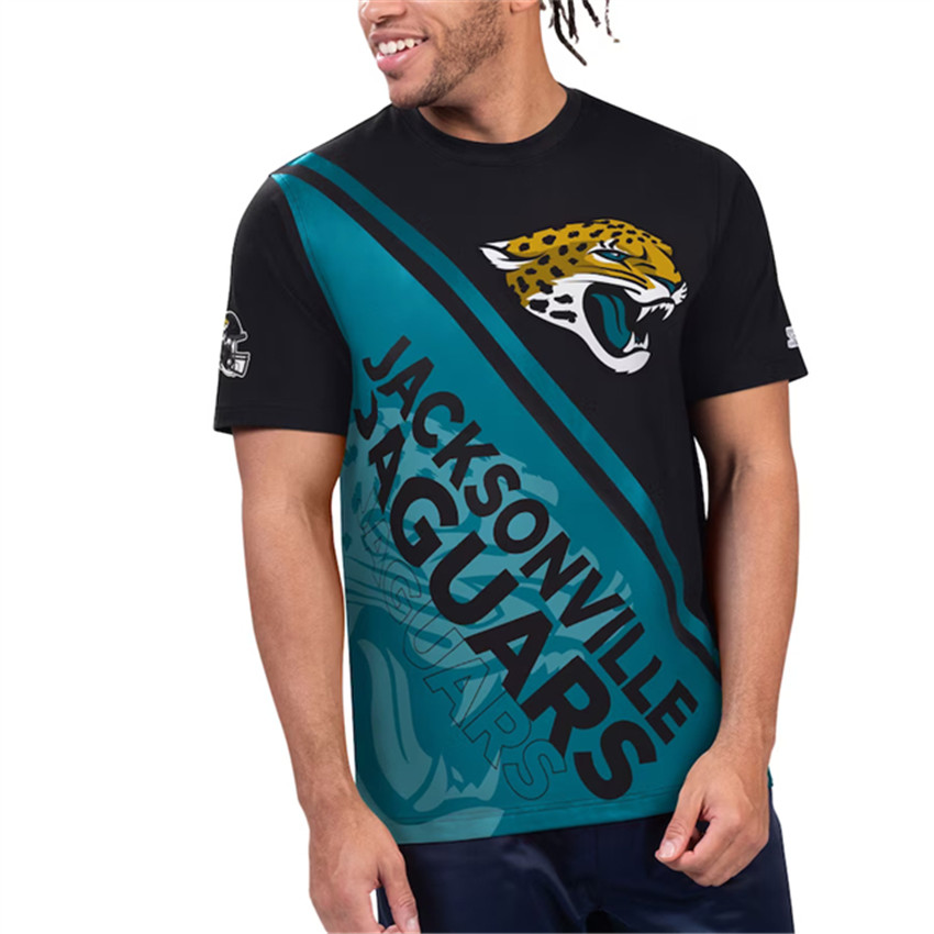 Men's Black/Teal Jacksonville Jaguars Finish Line Extreme Graphic T-Shirt