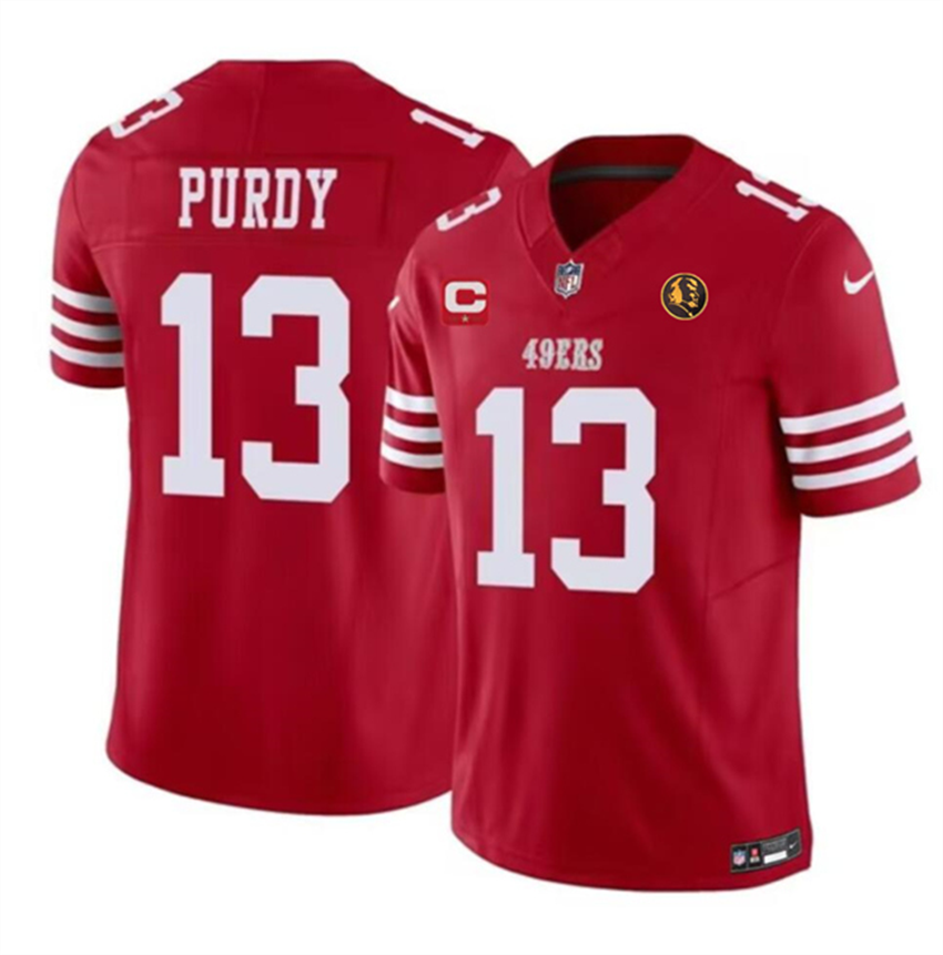 Men's Red San Francisco 49ers #13 Brock Purdy 2023 F.U.S.E. With 4-Star C Patch And John Madden Patch Vapor Limited Stitched Football Jersey