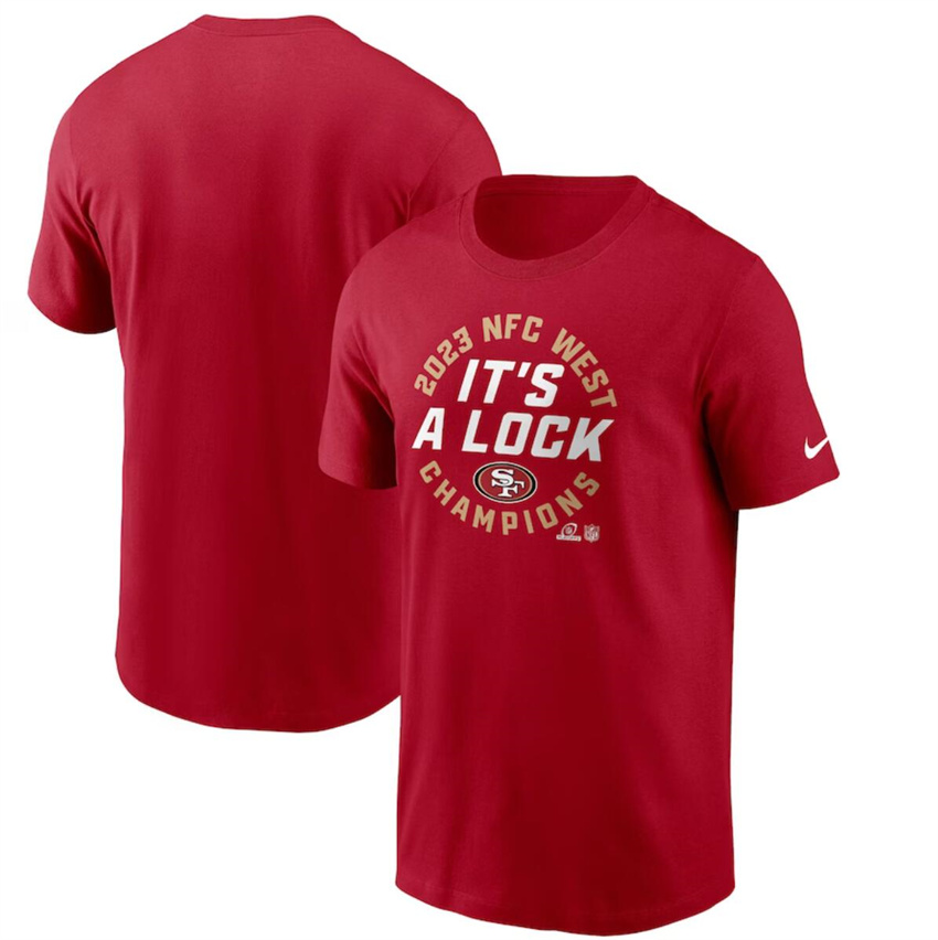 Men's Scarlet San Francisco 49ers 2023 NFC West Division Champions Locker Room Trophy Collection T-Shirt