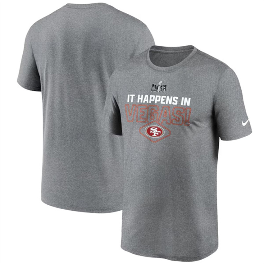 Men's Heather Gray San Francisco 49ers Super Bowl LVIII Logo Lockup T-Shirt