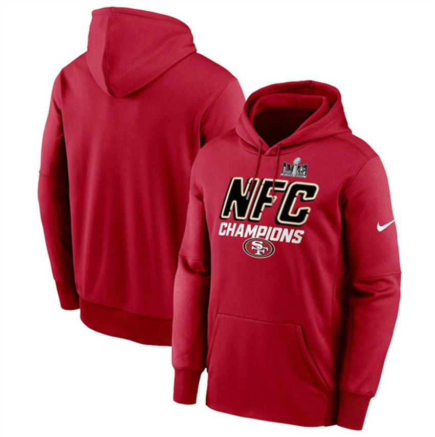 Men's Scarlet San Francisco 49ers 2023 NFC Champions Iconic Pullover Hoodie
