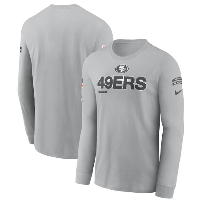 Men's Gray San Francisco 49ers 2024 Salute To Service Long Sleeve T-Shirt