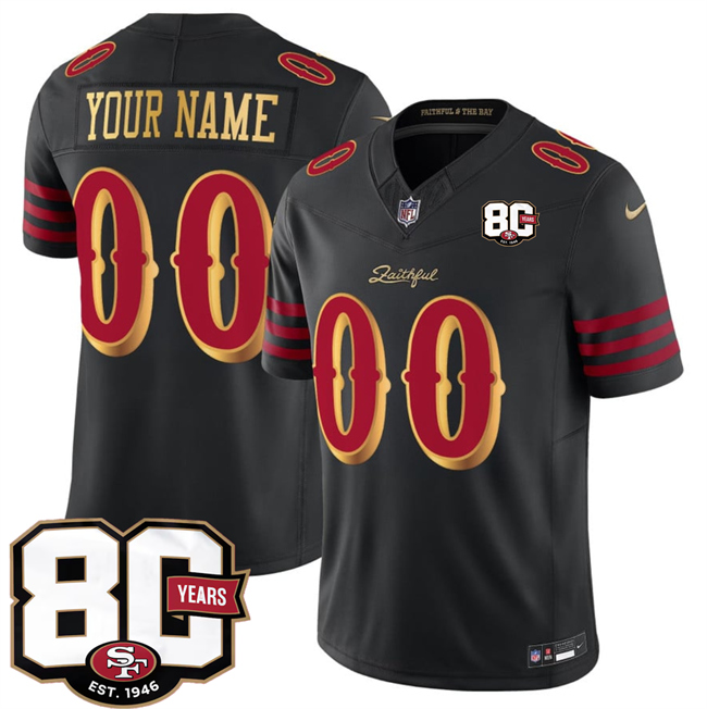 Men's Black San Francisco 49ers Active Player Custom 80th Anniversary Patch “Rivalries” 2026 F.U.S.E. Vapor Untouchabl Limited Stitched Football Jersey