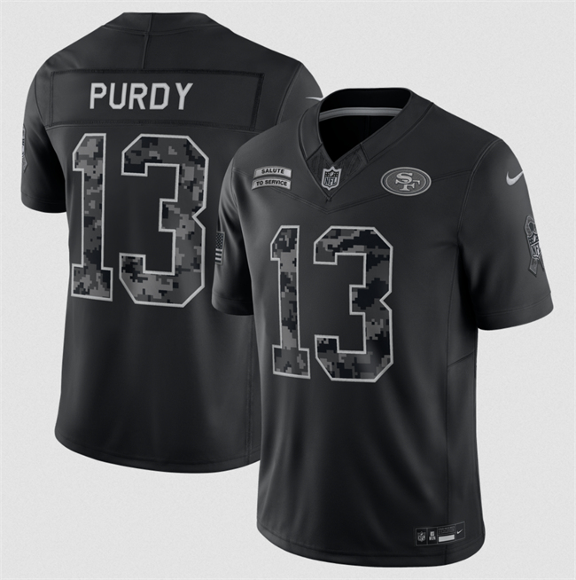 Men's Black San Francisco 49ers #13 Brock Purdy F.U.S.E. 2026 Salute To Service Limited Stitched Football Jersey
