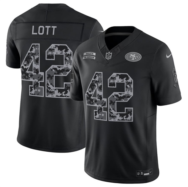 Men's Black San Francisco 49ers #42 Ronnie Lott F.U.S.E. 2026 Salute to Service Limited Stitched Football Jersey
