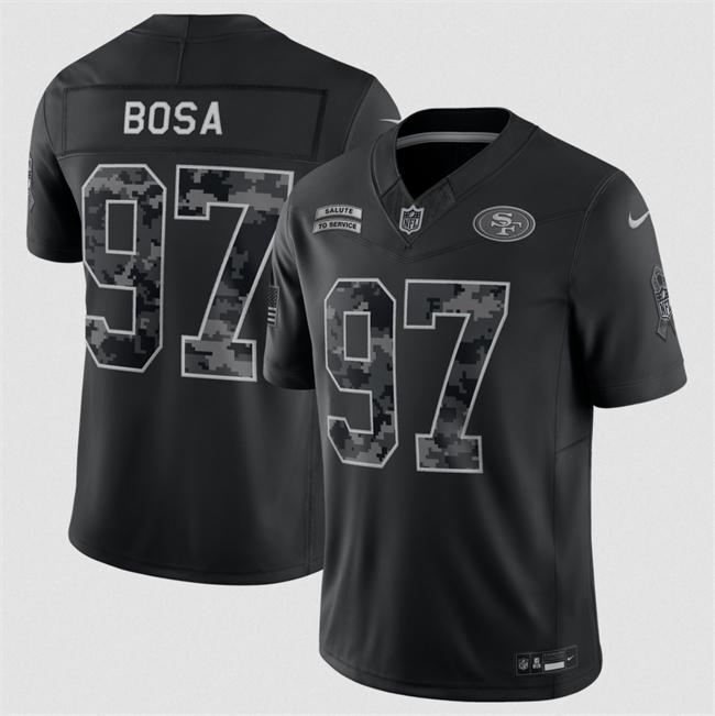 Men's Black San Francisco 49ers #97 Nick Bosa F.U.S.E. 2026 Salute To Service Limited Stitched Football Jersey