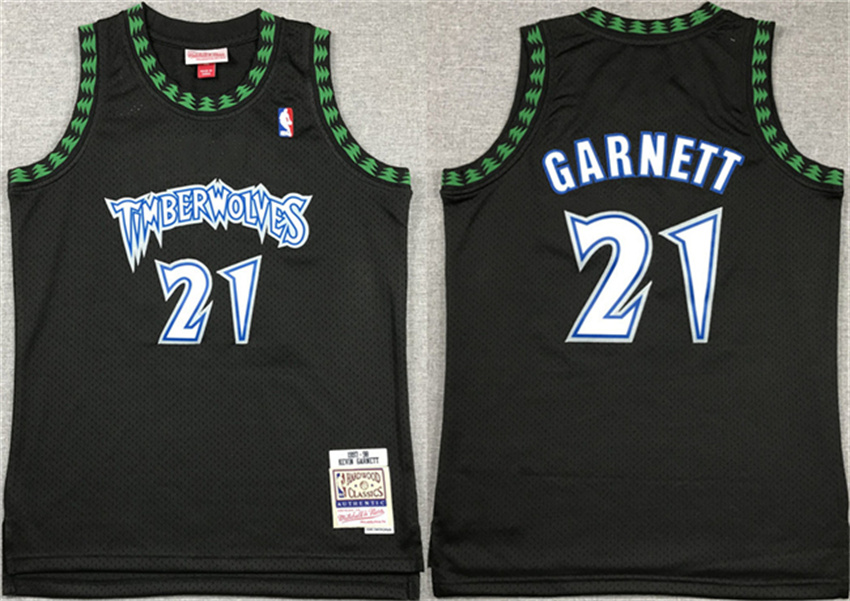 Youth Black Minnesota Timberwolves #21 Kevin Garnett Stitched Jersey
