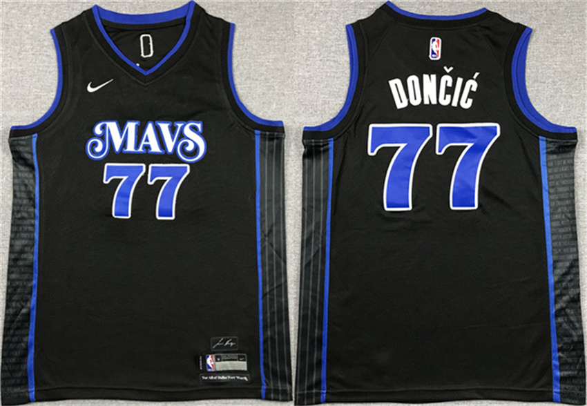 Youth Black Dallas Mavericks #77 Luka Doncic City Edition Stitched Basketball Jersey