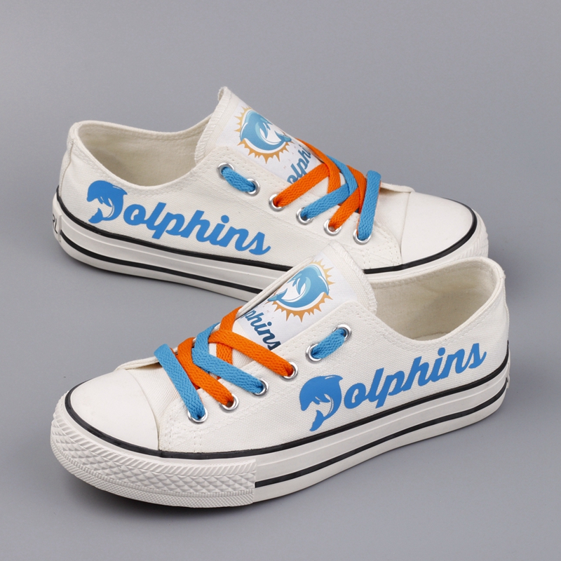Women's Miami Dolphins Low Top Canvas Sneakers 004