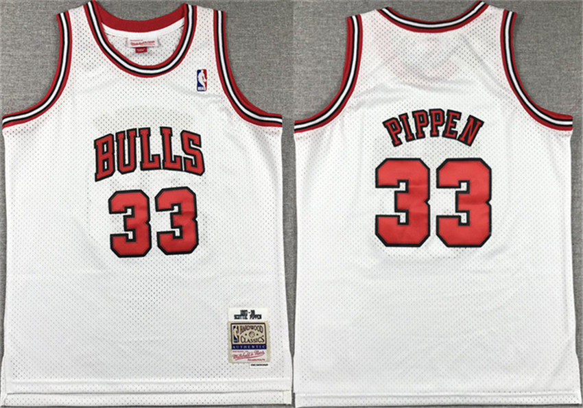 Youth White Chicago Bulls #33 Scottie Pippen Stitched Basketball Jersey