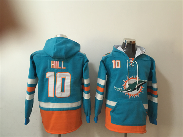 Men's Aqua Miami Dolphins #10 Tyreek Hill Lace-Up Pullover Hoodie