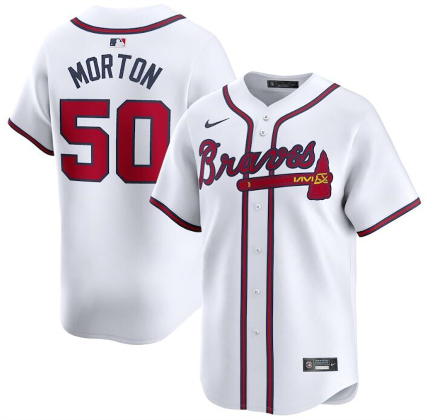Men's White Atlanta Braves #50 Charlie Morton 2024 Home Limited Stitched Baseball Jersey