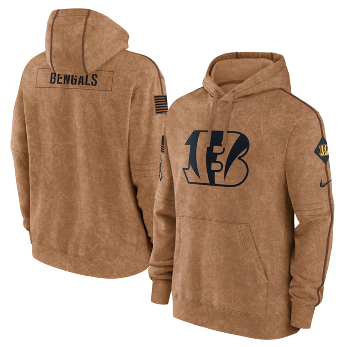 Men's Brown Cincinnati Bengals 2023 Salute To Service Pullover Hoodie
