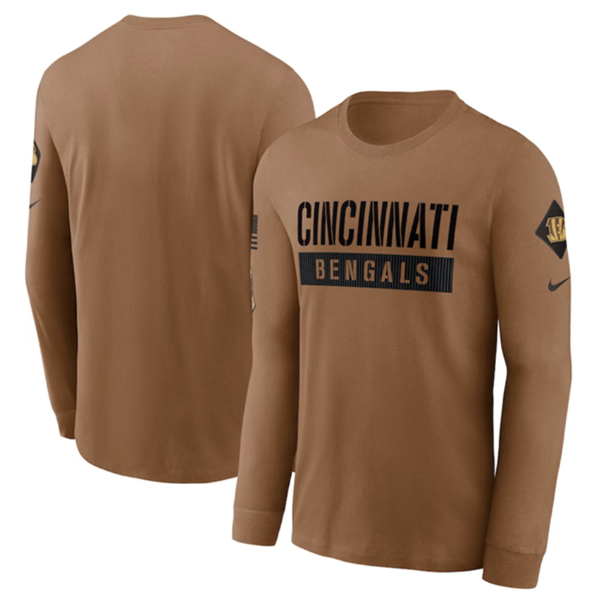 Men's Brown Cincinnati Bengals 2023 Salute To Service Long Sleeve T-Shirt