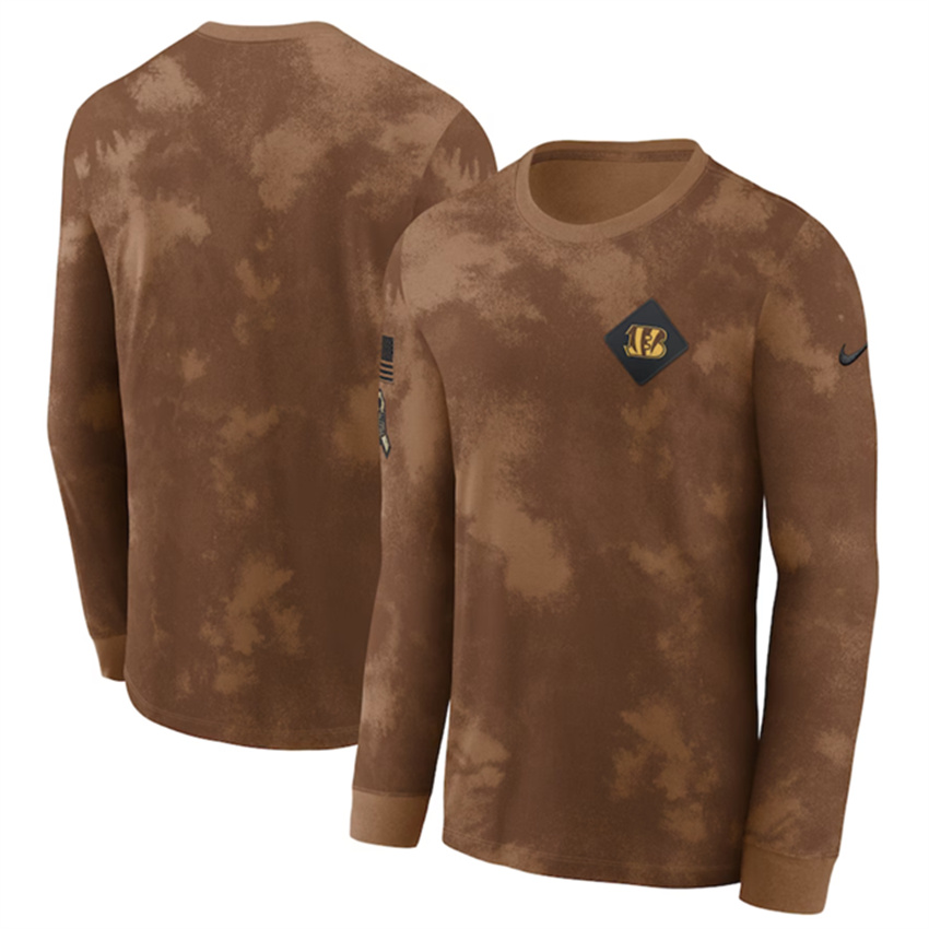 Men's Brown Cincinnati Bengals 2023 Salute To Service Long Sleeve T-Shirt