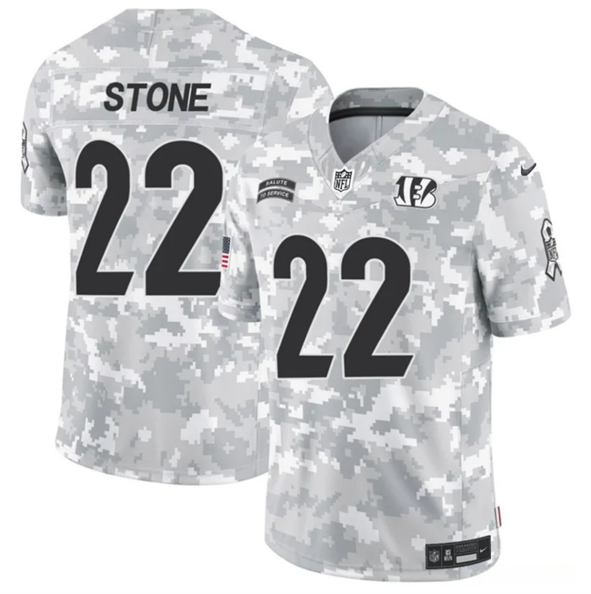 Men's Arctic Camo Cincinnati Bengals #22 Geno Stone 2024 F.U.S.E Salute to Service Limited Stitched Football Jersey