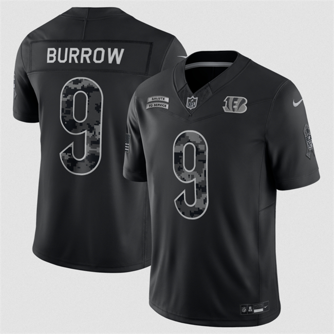 Men's Black Cincinnati Bengals #9 Joe Burrow F.U.S.E. 2026 Salute to Service Limited Stitched Football Jersey