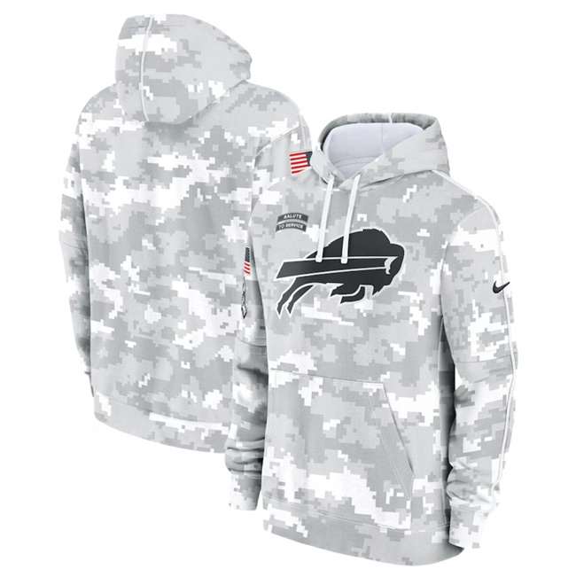 Men's Arctic Camo Buffalo Bills 2024 Salute to Service Club Fleece Pullover Hoodie