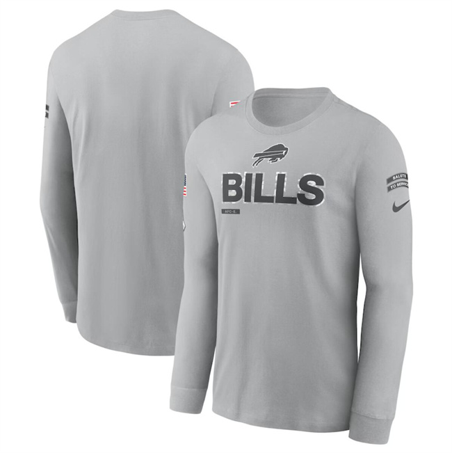Men's Gray Buffalo Bills 2024 Salute To Service Long Sleeve T-Shirt