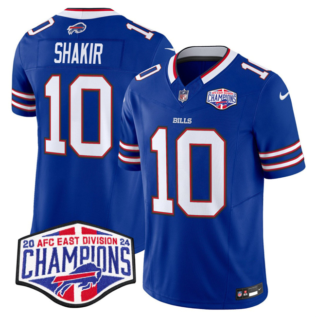 Men's Royal Buffalo Bills #10 Khalil Shakir F.U.S.E. 2024 AFC East Division Champions Vapor Limited Stitched Football Jersey