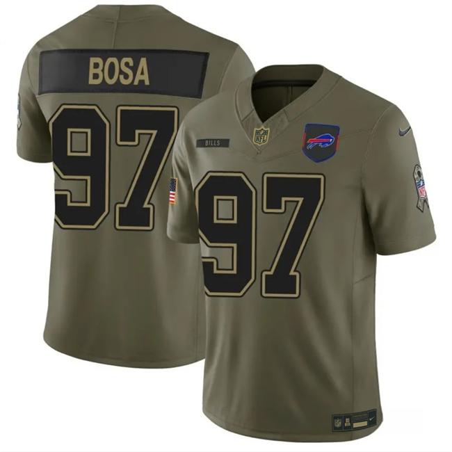 Men's Olive Buffalo Bills #97 Joey Bosa 2025 F.U.S.E. Salute to Service Limited Stitched Football Jersey