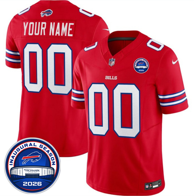 Men's Red Buffalo Bills Active Player Custom F.U.S.E. 2026 Inaugural Season at Highmark Stadium Stitched Football Jersey