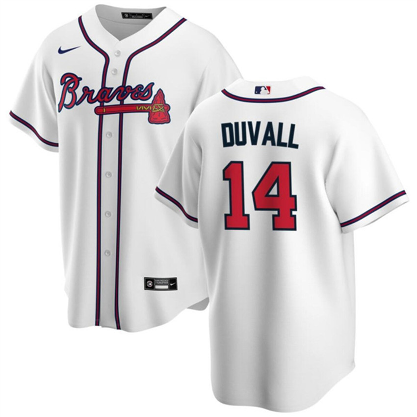 Men's White Atlanta Braves #14 Adam Duvall Cool Base Stitched Baseball Jersey