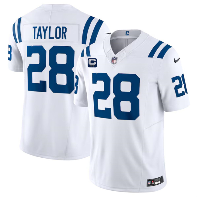 Men's White Indianapolis Colts #28 Jonathan Taylor 2024 F.U.S.E. With 2-Star C Patch Vapor Limited Stitched Football Jersey