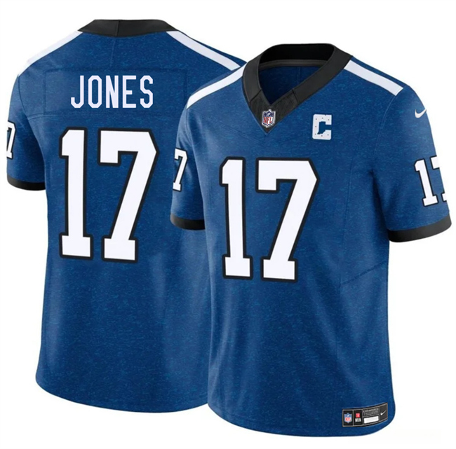 Men's Blue Indianapolis Colts #17 Daniel Jones 2025 F.U.S.E. Throwback Vapor Limited Stitched Football Jersey