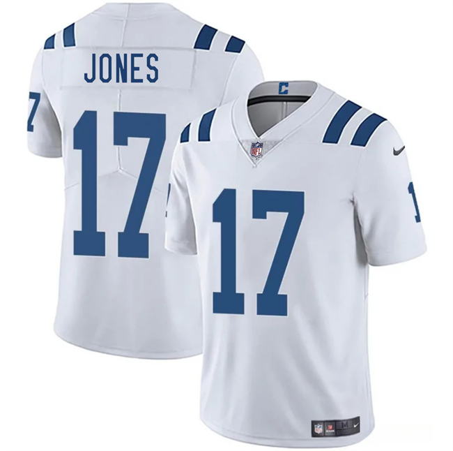 Men's White Indianapolis Colts #17 Daniel Jones 2025 Vapor Limited Stitched Football Jersey