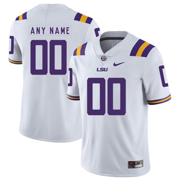 Men's White LUS Tigers Customized Stitched Football Jersey