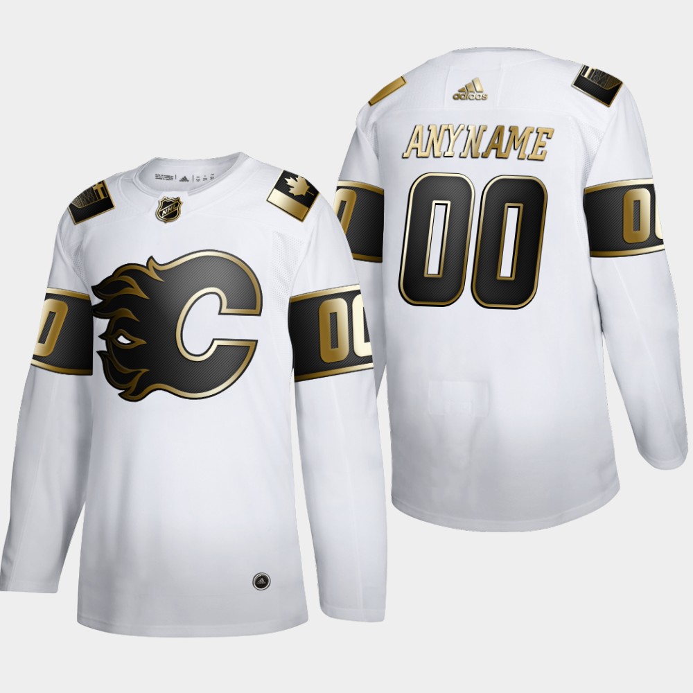 Calgary Flames Custom Men's Adidas White Golden Edition Limited Stitched NHL Jersey