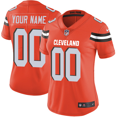 Women's Cleveland Browns Customized Orange Alternate Stitched Vapor Untouchable Limited Football Jersey