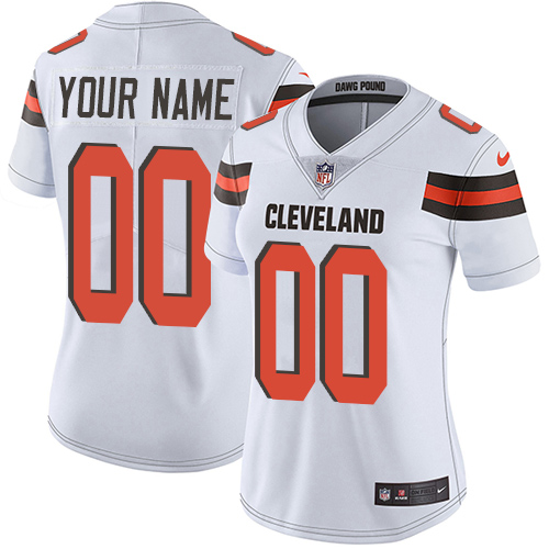 Women's Cleveland Browns Customized White Stitched Vapor Untouchable Limited Football Jersey