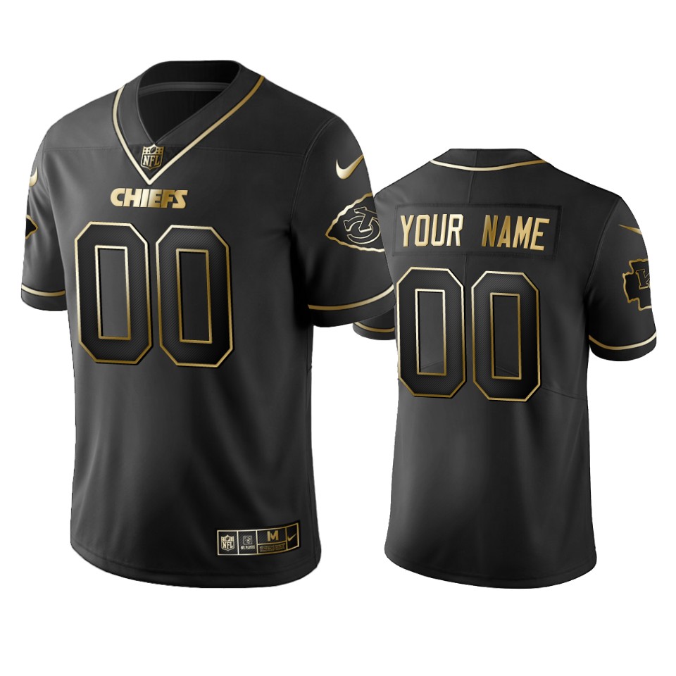Kansas CityChiefs Custom Black Golden Limited Edition Stitched Football Jersey