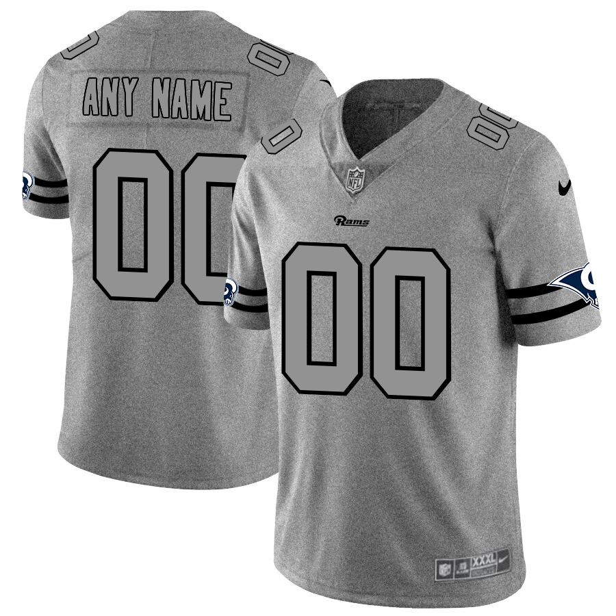 Men's Los Angeles Rams Custom Gray Gridiron II Vapor Untouchable Limited FootballJersey