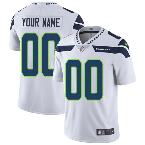 Men's Seattle Seahawks Customized White Stitched Vapor Untouchable Limited Football Jersey