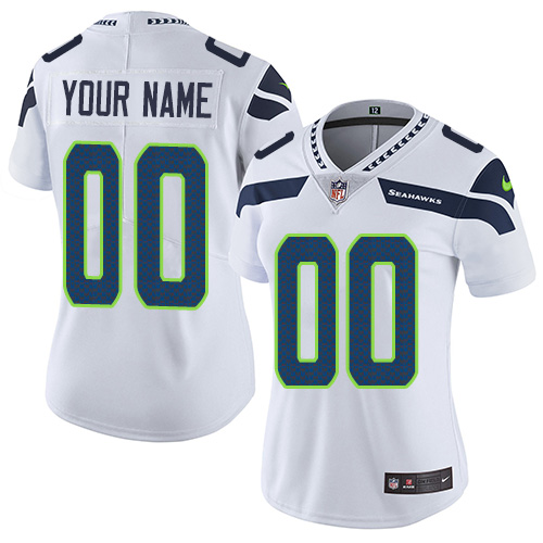 Women's Seattle Seahawks Customized White Stitched Vapor Untouchable Limited Football Jersey