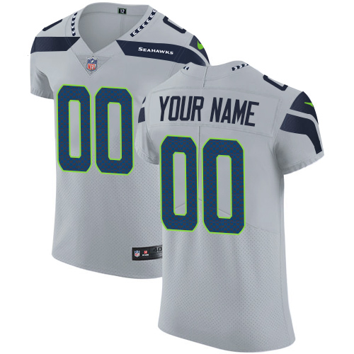 Men's Seattle Seahawks Customized Grey Alternate Stitched Vapor Untouchable Elite Football Jersey