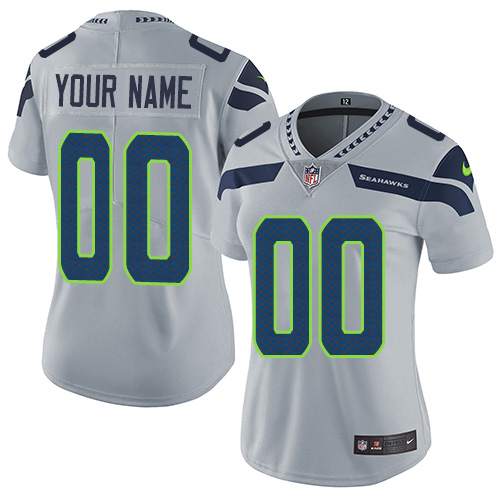 Women's Seattle Seahawks Customized Grey Alternate Stitched Vapor Untouchable Limited Football Jersey