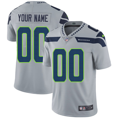 Men's Seattle Seahawks Customized Grey Alternate Stitched Vapor Untouchable Limited Football Jersey