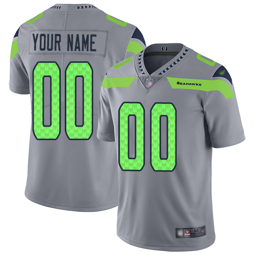 Men's Seattle Seahawks Customized Gray Stitched Football Limited Inverted Legend Jersey