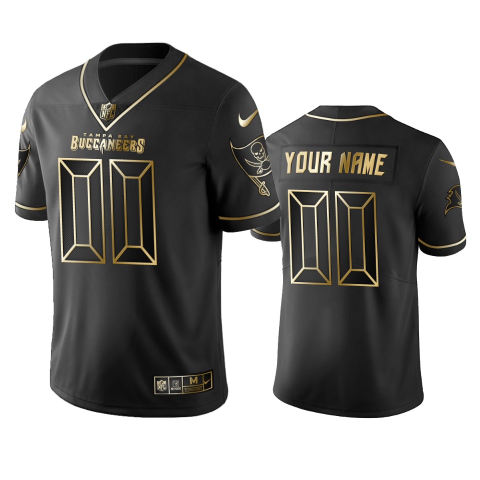 Men's Tampa Bay Buccaneers Custom Stitched Football Vapor Untouchable Limited Black Golden Jersey