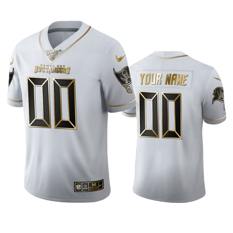 Men's Tampa Bay Buccaneers Custom White Golden Edition Vapor Limited Football 100 Jersey