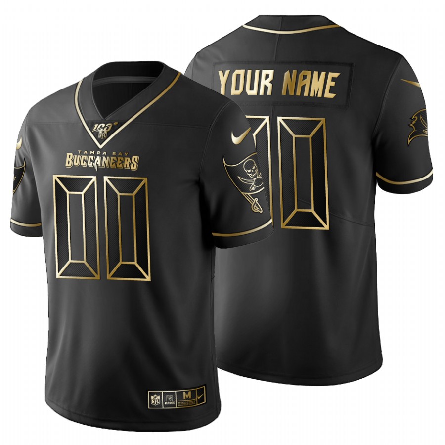 Men's Tampa Bay Buccaneers Custom Black Golden Limited Football 100 Jersey