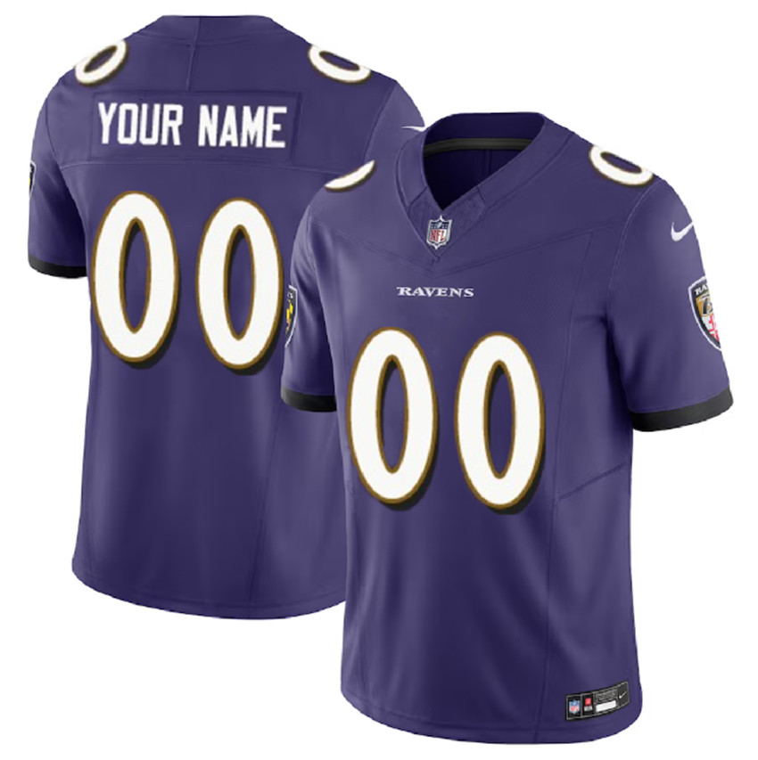 Youth Purple Baltimore Ravens Active Player Custom 2023 F.U.S.E Alternate Vapor Untouchable Limited Football Jersey